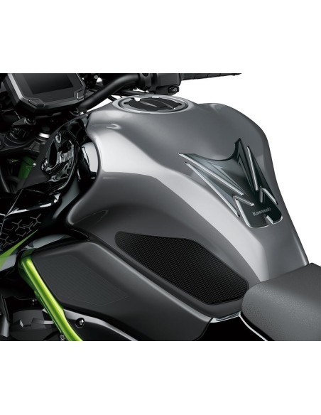 Protection de réservoir auto-adhésive – Gel haute qualité noir avec motifs argent/chrome